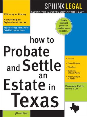 cover image of How to Probate and Settle an Estate in Texas, 4e